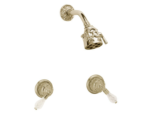 Phylrich DOLPHIN Two Handle Shower Set Cut Crystal Lever Handles K3184