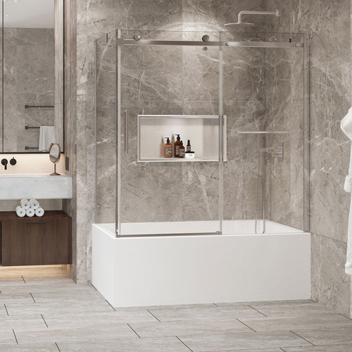 Zitta Bathtub door 60" x 32", in a corner closing on return, wall on the right, door on the left