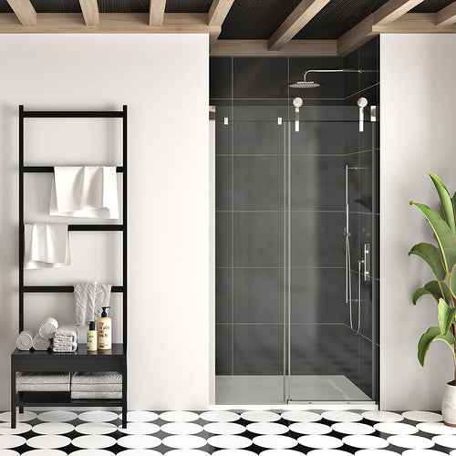Zitta Shower door 48", in alcove, in chrome
