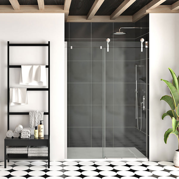 Shower door 60", in alcove, in chrome