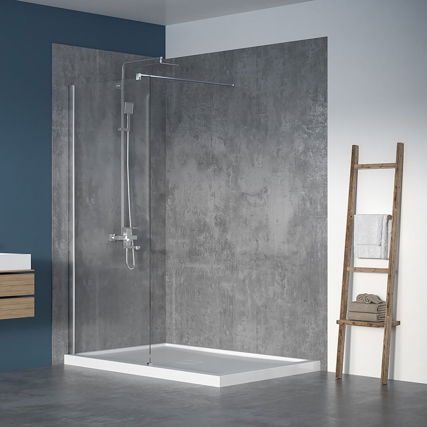 Zitta Shower screen 36", in alcove, in brushed gold