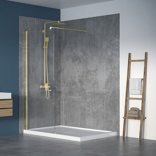 Zitta Shower screen 36", in alcove, in brushed gold