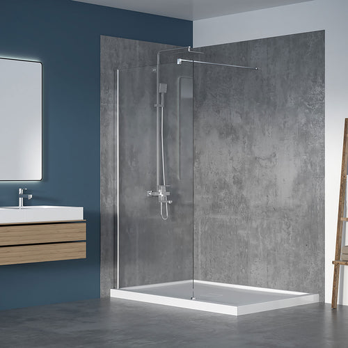Zitta Shower screen 42", in alcove, in brushed gold