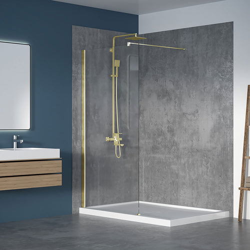 Zitta Shower screen 42", in alcove, in brushed gold