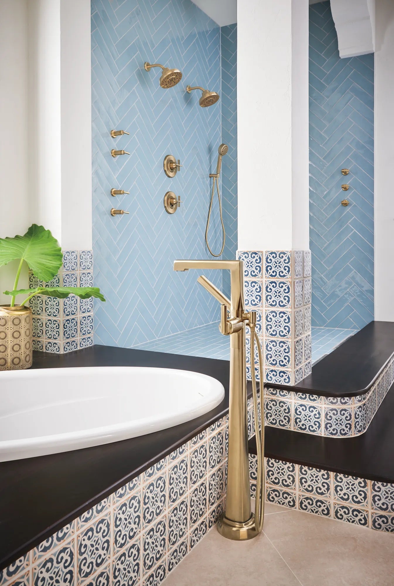 Levoir Single-Handle Floor Mount Tub Filler lifestyle