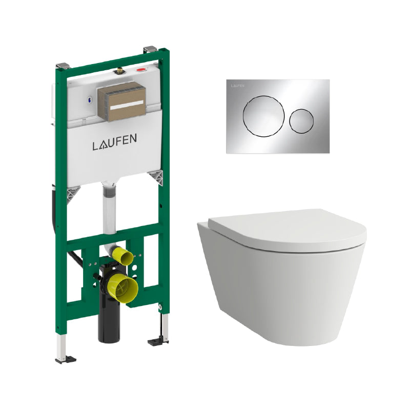 Laufen Kartell Combipack Advanced Washdown Rimless Incl Flush Plate Seat And Cover With Lowering System Wall-Hung Toilet