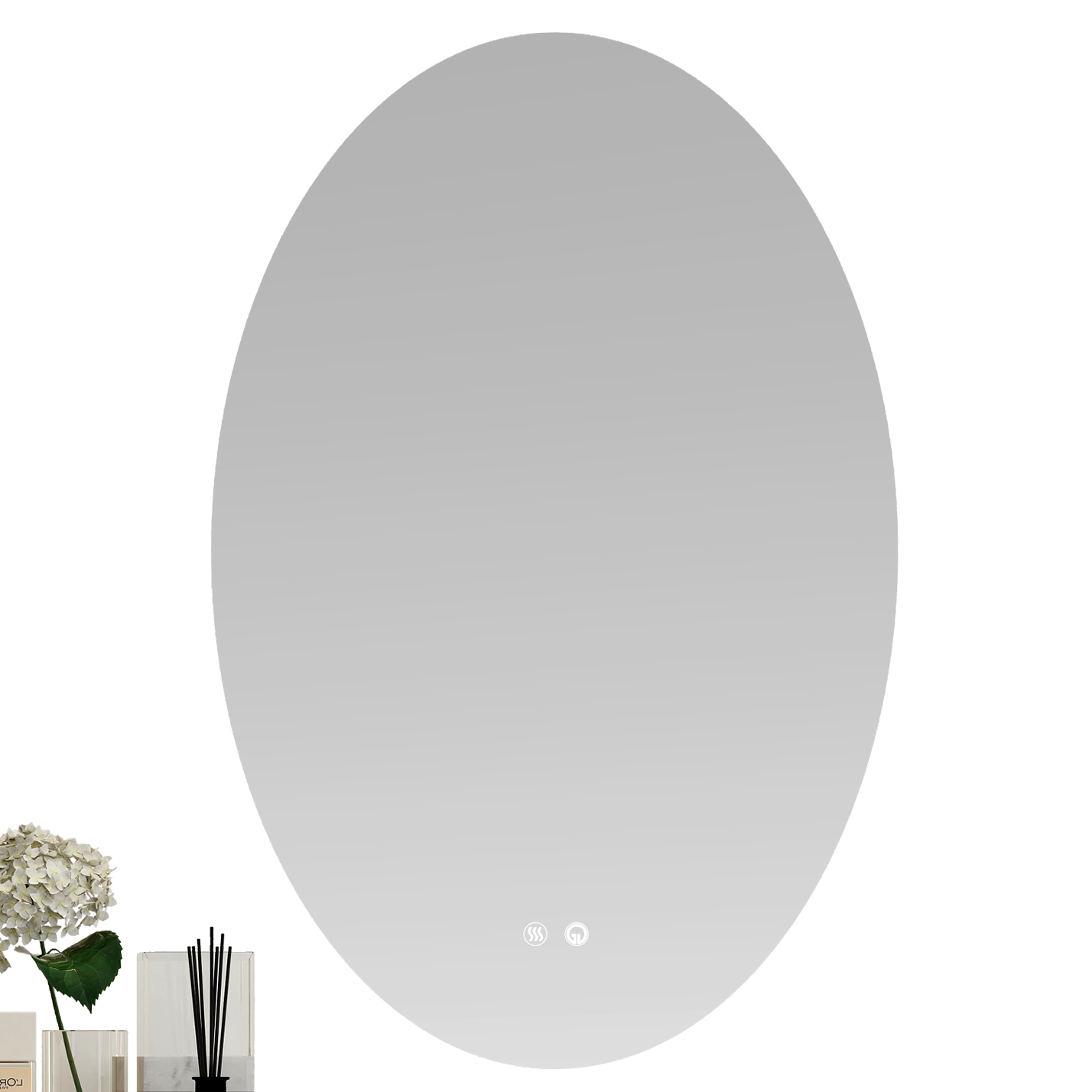Viora Frameless Oval LED Bathroom Mirror – 37" x 18"