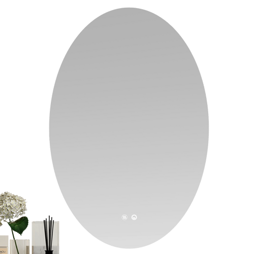 Viora Frameless Oval LED Bathroom Mirror – 37" x 18"