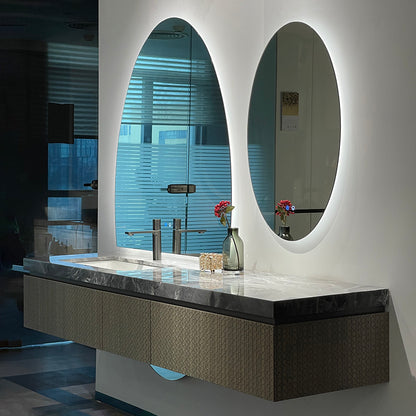 Viora Frameless Oval LED Bathroom Mirror – 37" x 18"