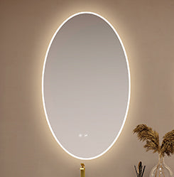 Cresta Frameless Oval LED Bathroom Mirror – 37" x 18"