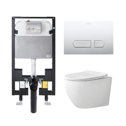 Alps Victoria Elongated Dual-Flush Wall-Mounted Toilet with Duravit Carrier & Seat (1.6/1.1 gpf)