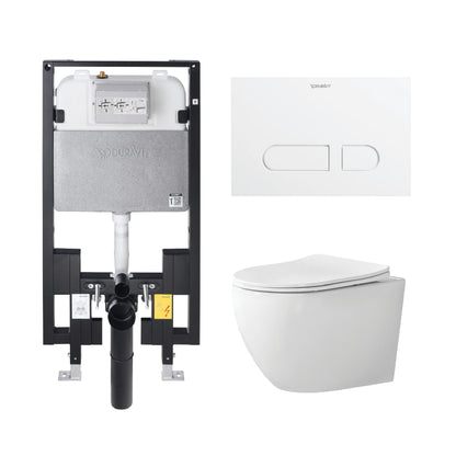 Alps Victoria Elongated Dual-Flush Wall-Mounted Toilet with Duravit Carrier & Seat (1.6/1.1 gpf)