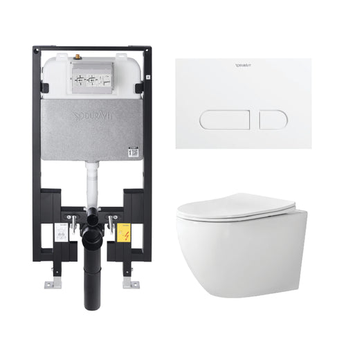 Alps Victoria 2-Piece Elongated Dual-Flush Wall-Mounted Toilet with Duravit Carrier & Seat (1.6/1.1 gpf)