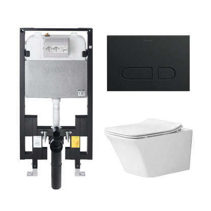 Alps Jewel Elongated Dual-Flush Wall-Mounted Toilet & Seat with Duravit Carrier (1.6/1.1 gpf)