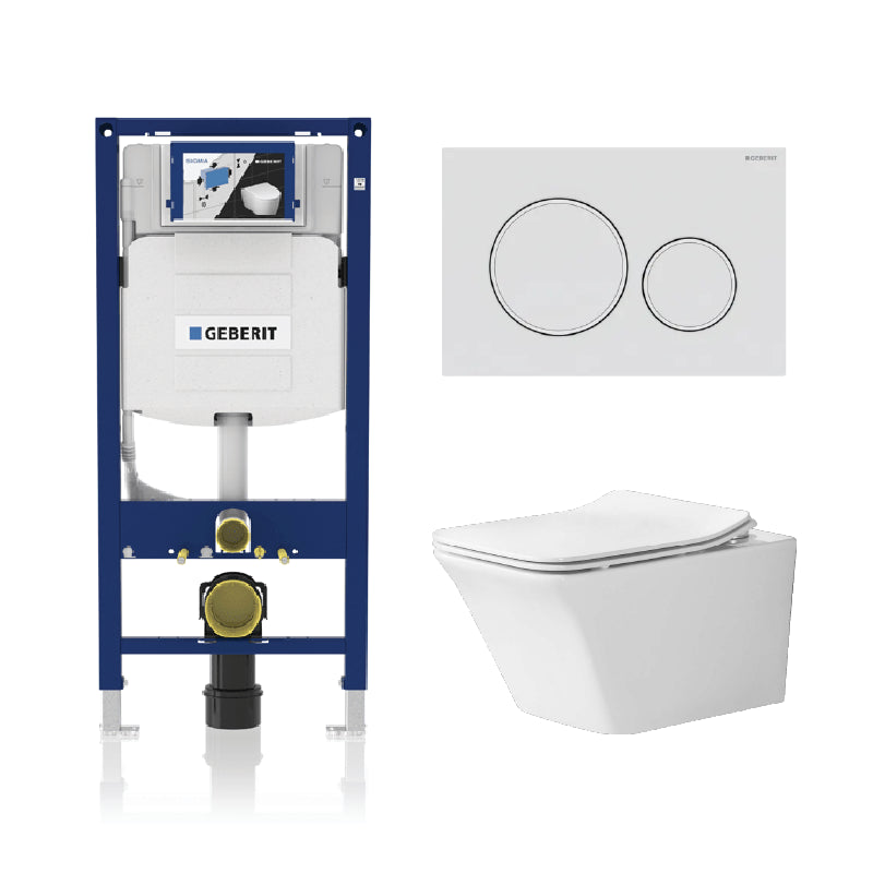 Alps Jewel Wall-Mounted Elongated Toilet Dual-Flush 1.6/1.1 gpf with seat & Geberit Carrier