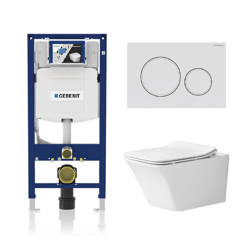 Alps Jewel Wall-Mounted Elongated Toilet Dual-Flush 1.6/1.1 gpf with seat & Geberit Carrier