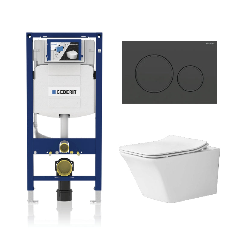 Alps Jewel Wall-Mounted Elongated Toilet Dual-Flush 1.6/1.1 gpf with seat & Geberit Carrier