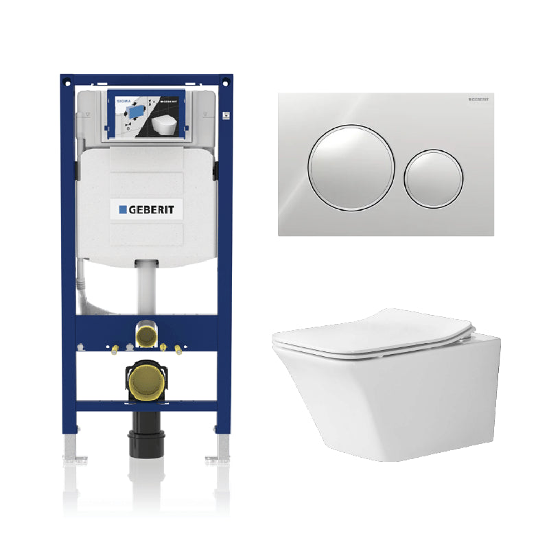 Alps Jewel Wall-Mounted Elongated Toilet Dual-Flush 1.6/1.1 gpf with seat & Geberit Carrier