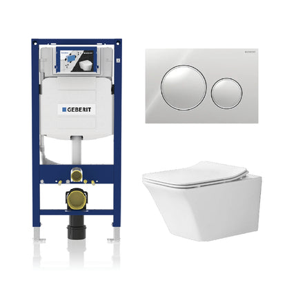 Alps Jewel Wall-Mounted Elongated Toilet Dual-Flush 1.6/1.1 gpf with seat & Geberit Carrier