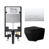 Alps Aaron Matte Black Elongated Dual-Flush Wall-Mounted Toilet with seat & Duravit Carrier (1.6/1.1 gpf)