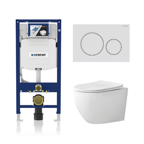 Alps 2-Piece Toilet Elongated Dual-Flush Wall Mounted Toilet With Geberit In-Wall Tank (Seat Included) - Victoria