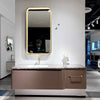 Enigma Framed LED Bathroom Mirror with Shelf – Brushed Gold Stainless Steel