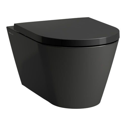 Laufen Matte Black 2-Piece Elongated Dual-Flush Wall Mounted Toilet with Duravit In-Wall Tank (Seat Included)