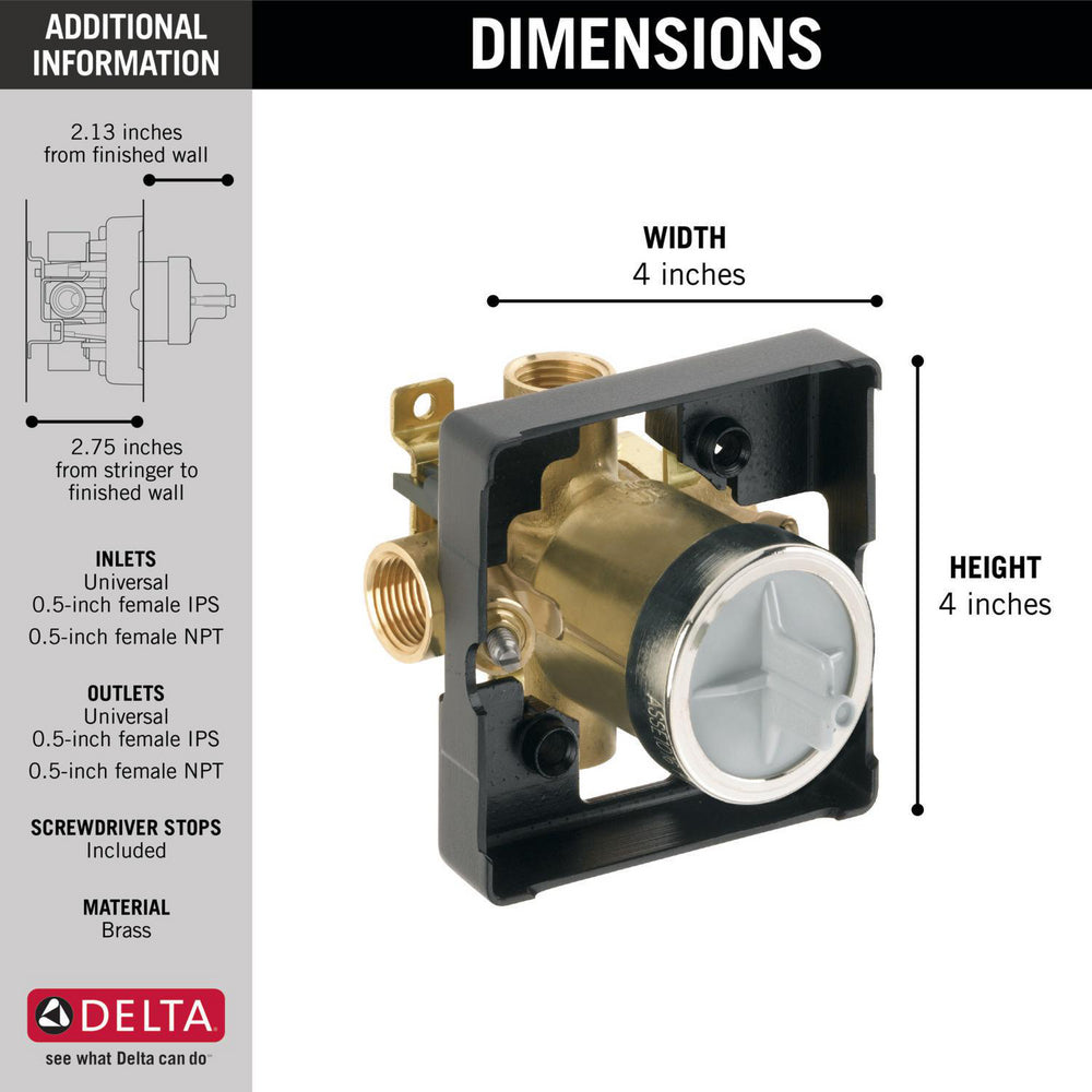 Delta MultiChoice Universal Tub / Shower Rough - IPS Inlets /