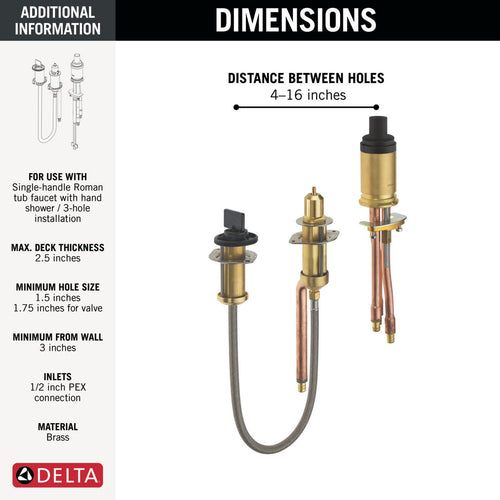Delta Rough-In Roman Tub Fixed Mount - Pex Crimp