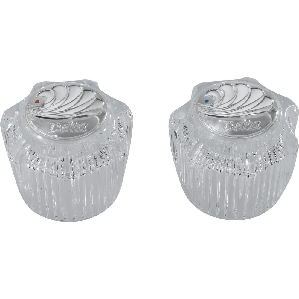 Small Clear Knob Handles (Pair) with Buttons - Chrome