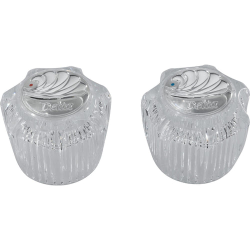 Small Clear Knob Handles (Pair) with Buttons - Chrome