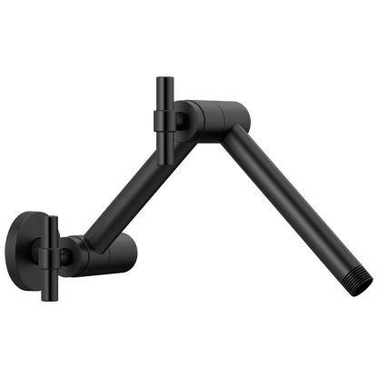Essential Shower Series Linear Round Jointed Wall Mount Shower Arm And Flange - Matte Black