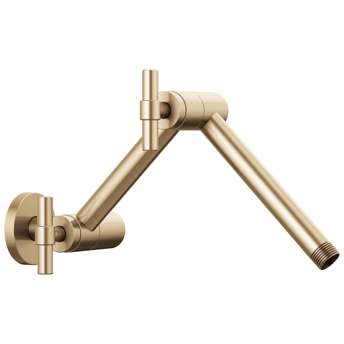 Essential Shower Series Linear Round Jointed Wall Mount Shower Arm And Flange - Brilliance® Luxe Gold®
