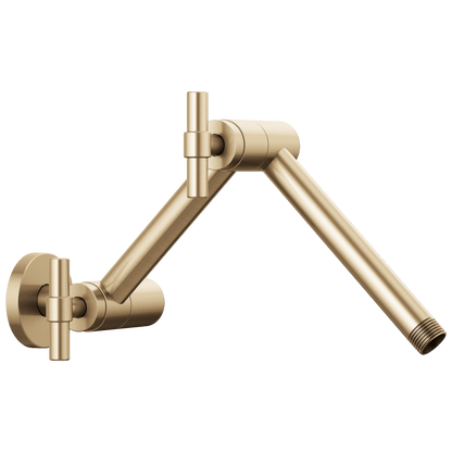 Essential Shower Series Linear Round Jointed Wall Mount Shower Arm And Flange - Brilliance® Luxe Gold®