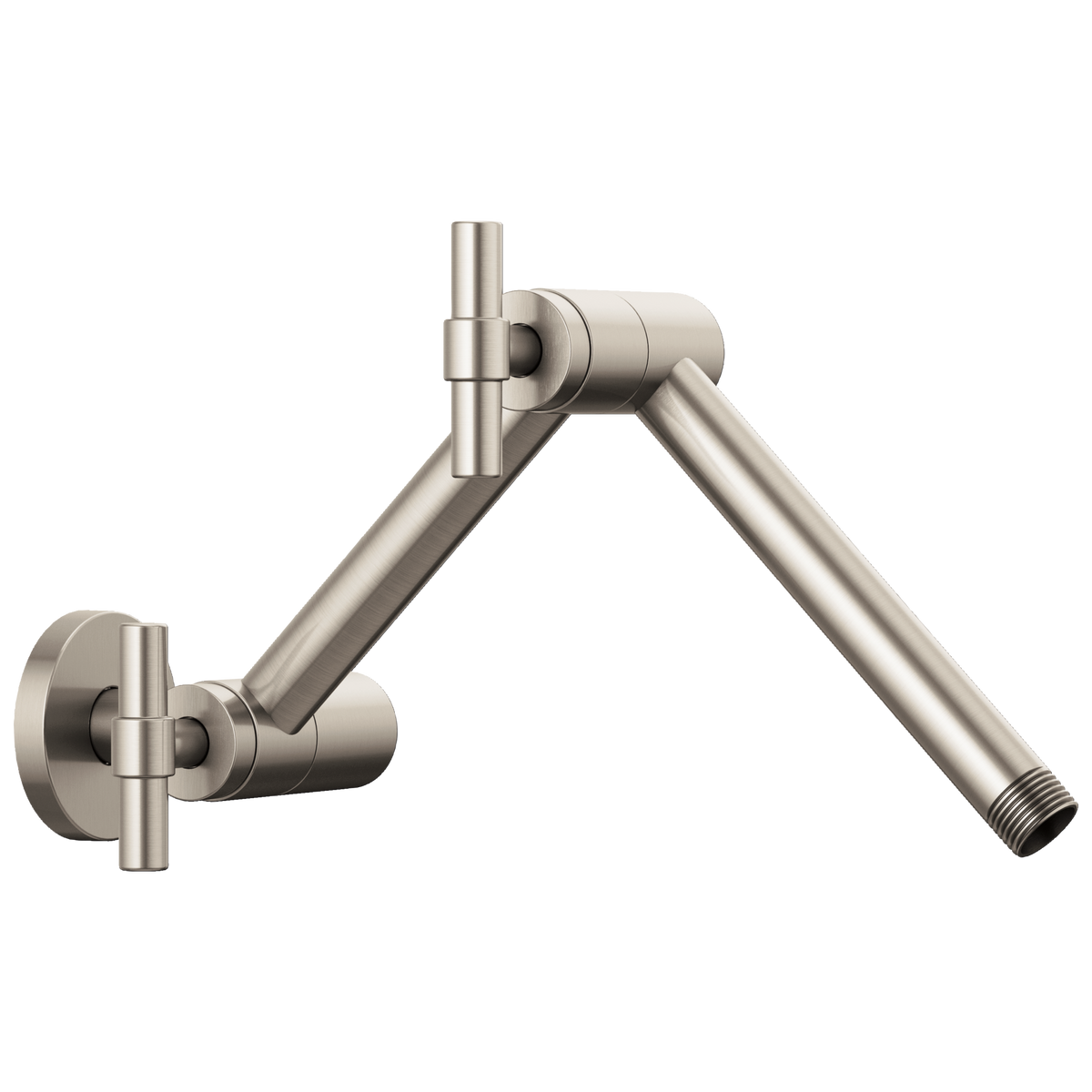 Essential Shower Series Linear Round Jointed Wall Mount Shower Arm And Flange - Brilliance® Luxe Nickel®