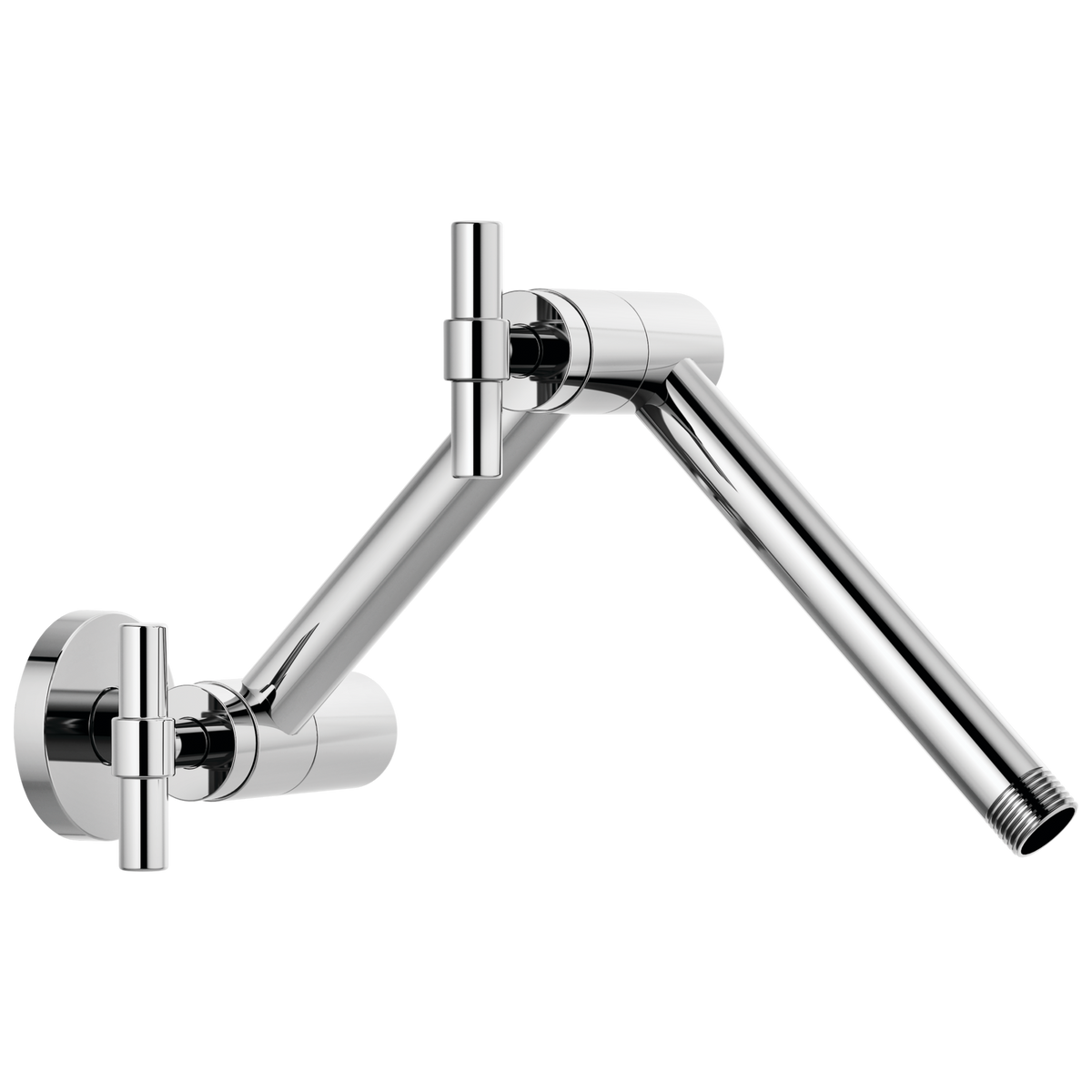 Essential Shower Series Linear Round Jointed Wall Mount Shower Arm And Flange - Polished Chrome