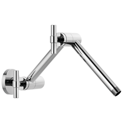 Essential Shower Series Linear Round Jointed Wall Mount Shower Arm And Flange - Polished Chrome