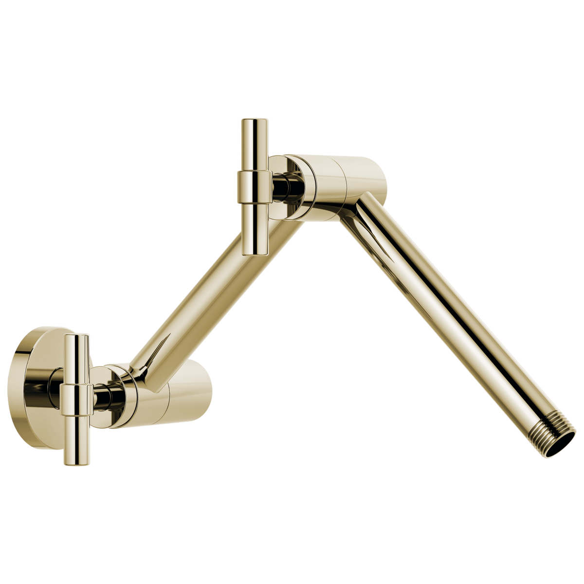 Essential Shower Series Linear Round Jointed Wall Mount Shower Arm And Flange - Brilliance® Polished Nickel