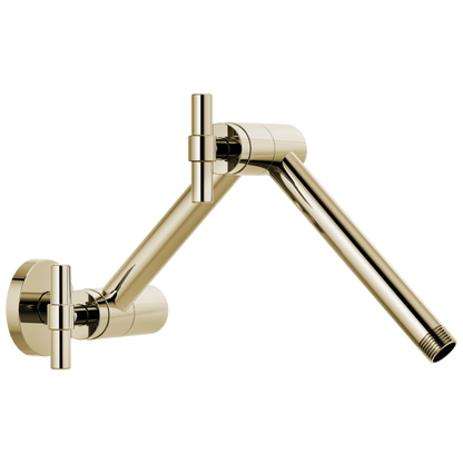 Essential Shower Series Linear Round Jointed Wall Mount Shower Arm And Flange - Brilliance® Polished Nickel