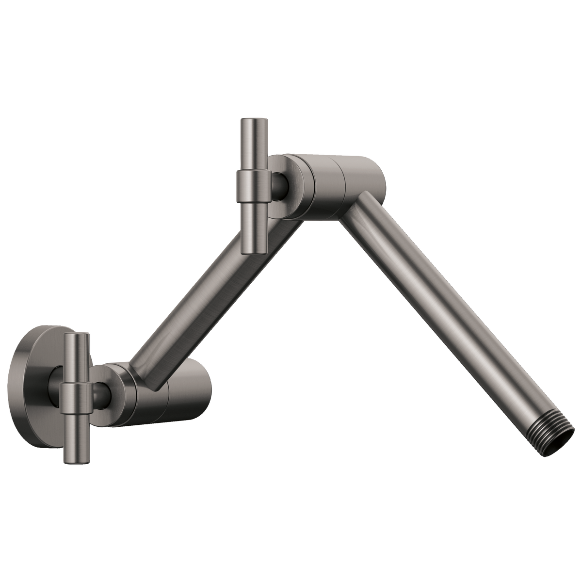 Essential Shower Series Linear Round Jointed Wall Mount Shower Arm And Flange - Brilliance® Luxe Steel®