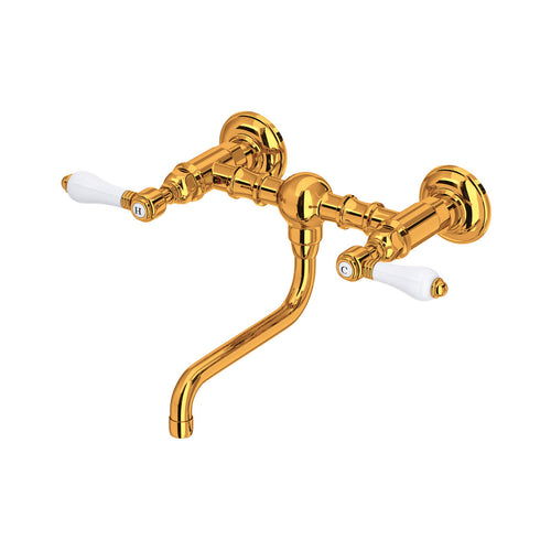 Acqui® Wall Mount Bridge Lavatory Faucet - Italian Brass | Model Number: A1405/44LPIB-2