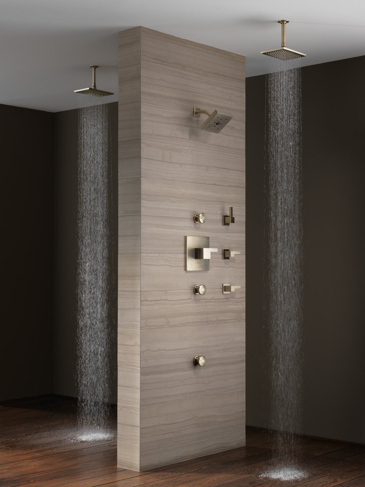 Essential Shower Series 5” Linear Square H2Okinetic Single Function Wall Mount Showerhead lifestyle