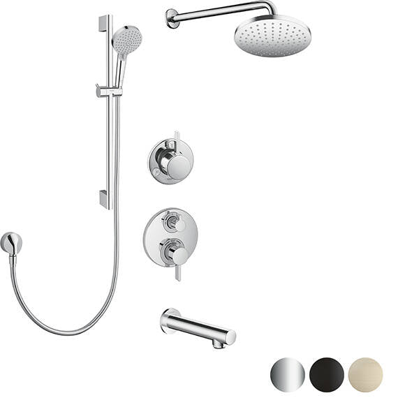 Hansgrohe Vernis Thermostatic Shower Kit with Non-Diverter Tub Spout – Round Design