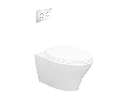 Caroma Somerton Wall-Mounted Elongated Toilet Dual-Flush 1.28/0.8 gpf with Geberit Carrier & Seat