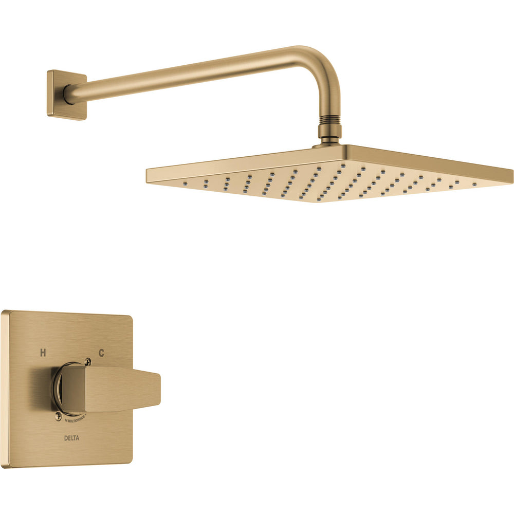 Modern Angular 10" Square Raincan S/o & Trim 1L 14S - Champagne Bronze