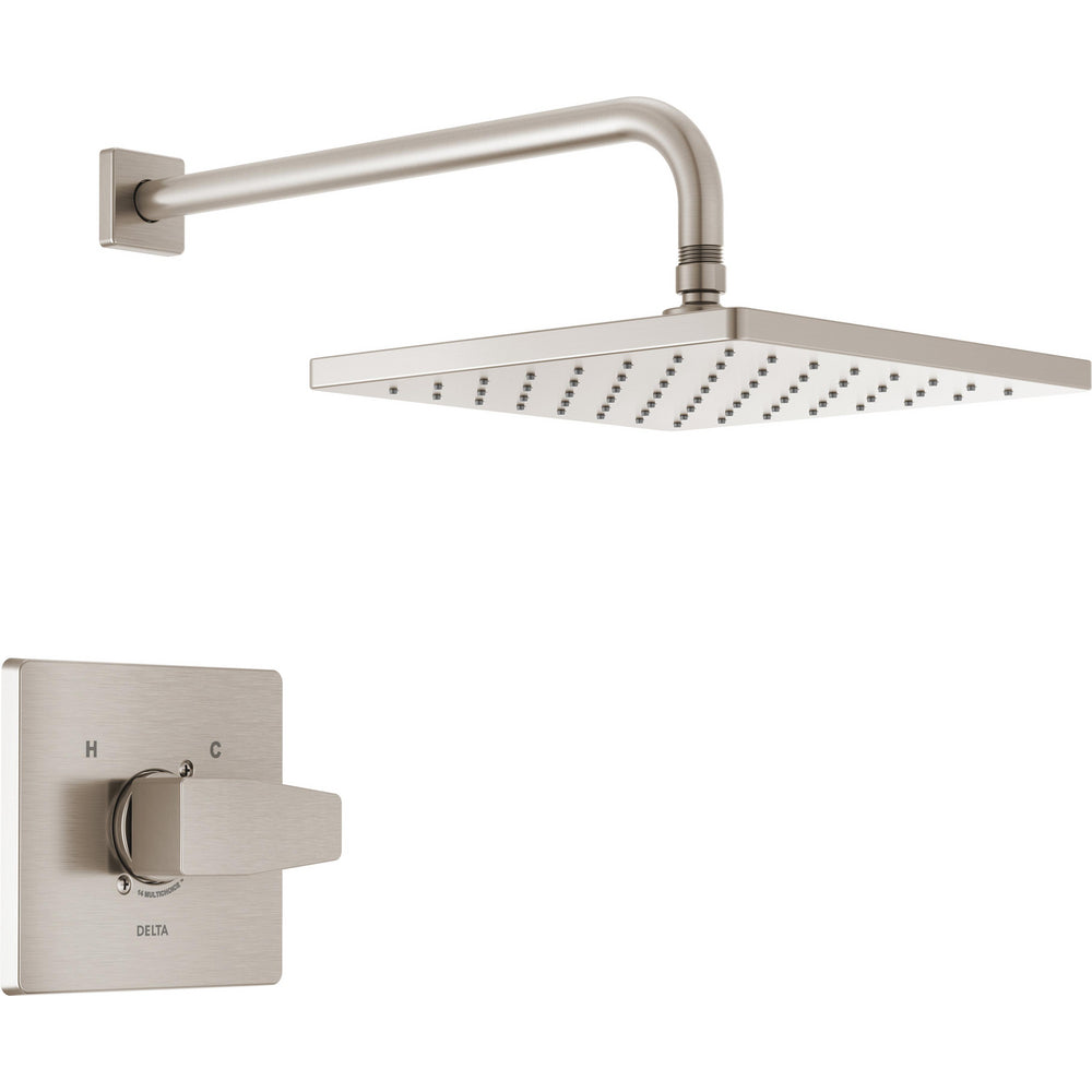 Modern Angular 10" Square Raincan S/o & Trim 1L 14S - SpotShield Brushed Nickel
