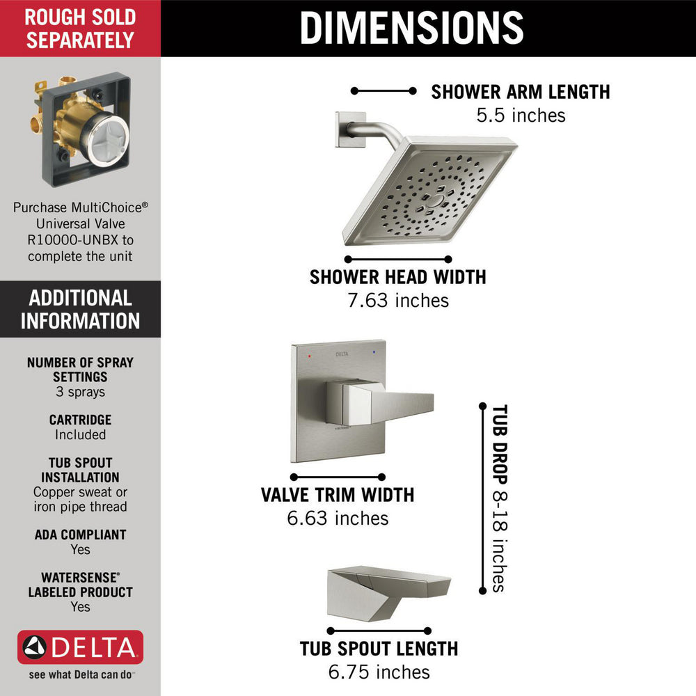 Delta 14 Series H2Okinetic Tub Shower