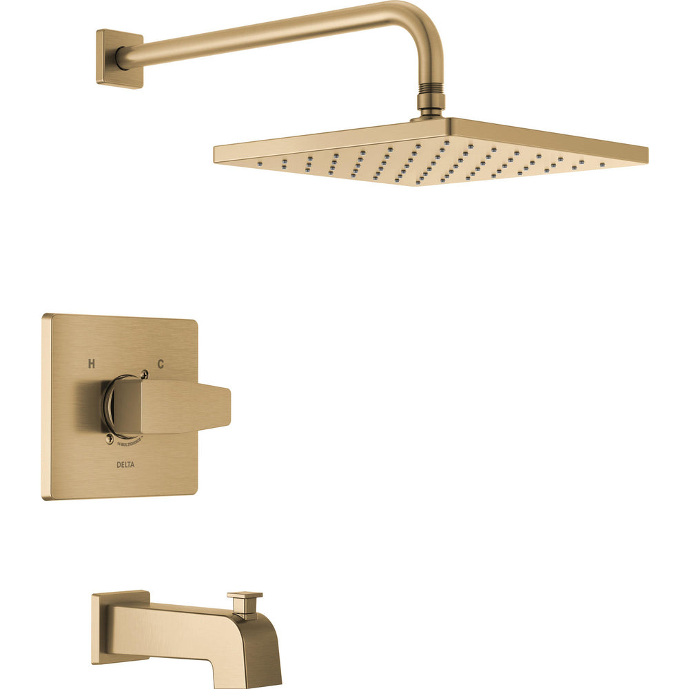 Modern Angular 10" Square Raincan T/s & Trim 1L 14S - Champagne Bronze
