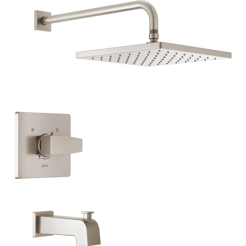 Modern Angular 10" Square Raincan T/s & Trim 1L 14S - SpotShield Brushed Nickel