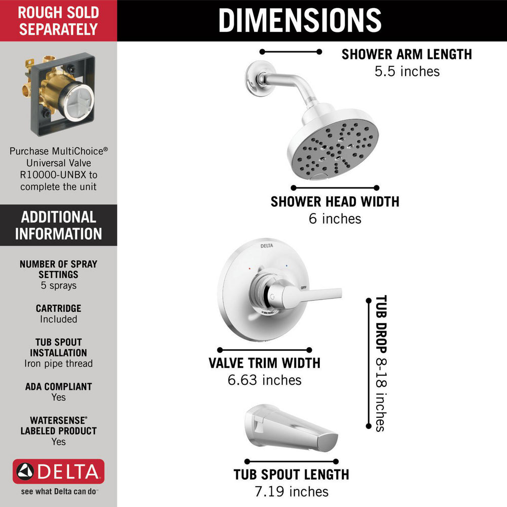 Delta 14S Tub Shower Trim with